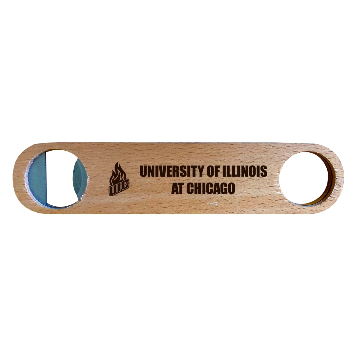University Of Illinois At Chicago Laser Etched Wooden Bottle Opener College Logo Design
