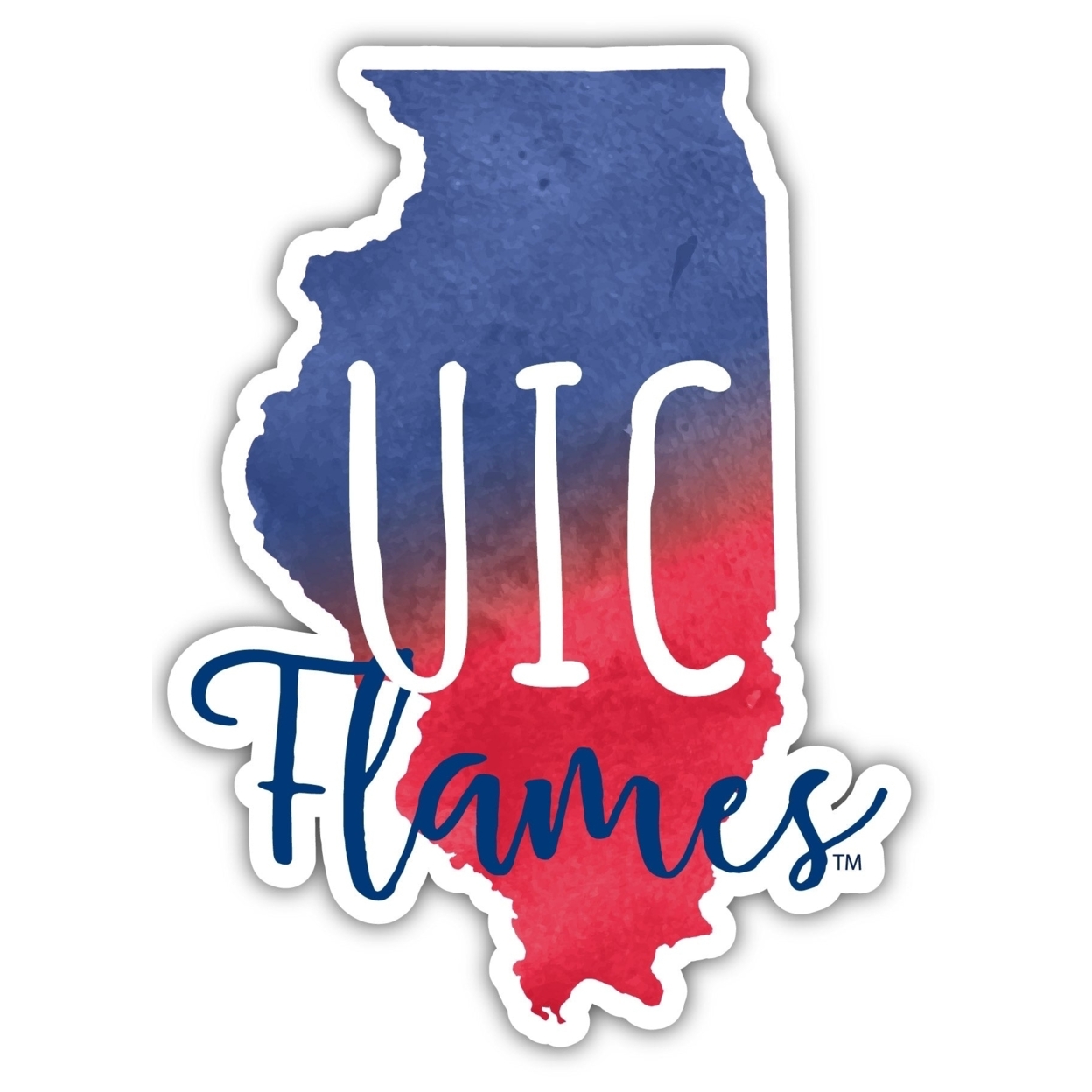 University Of Illinois At Chicago Watercolor State Die Cut Decal 2-Inch