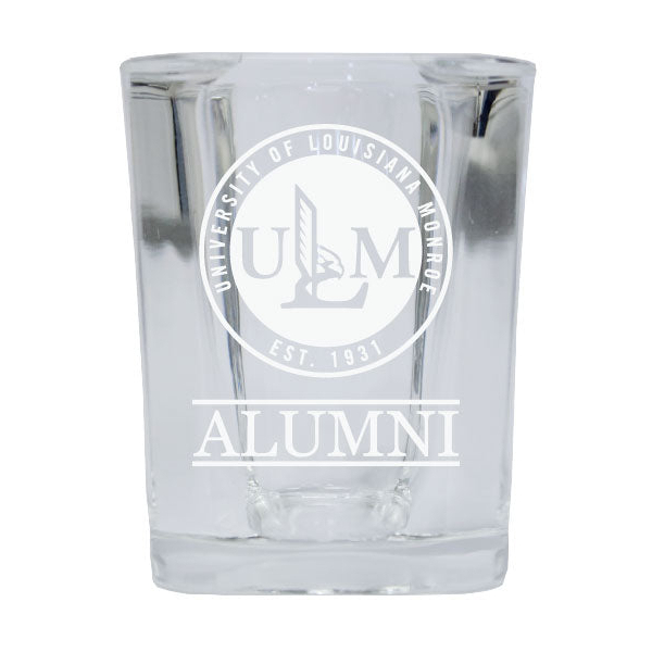 University Of Louisiana Monroe Alumni Etched Square Shot Glass