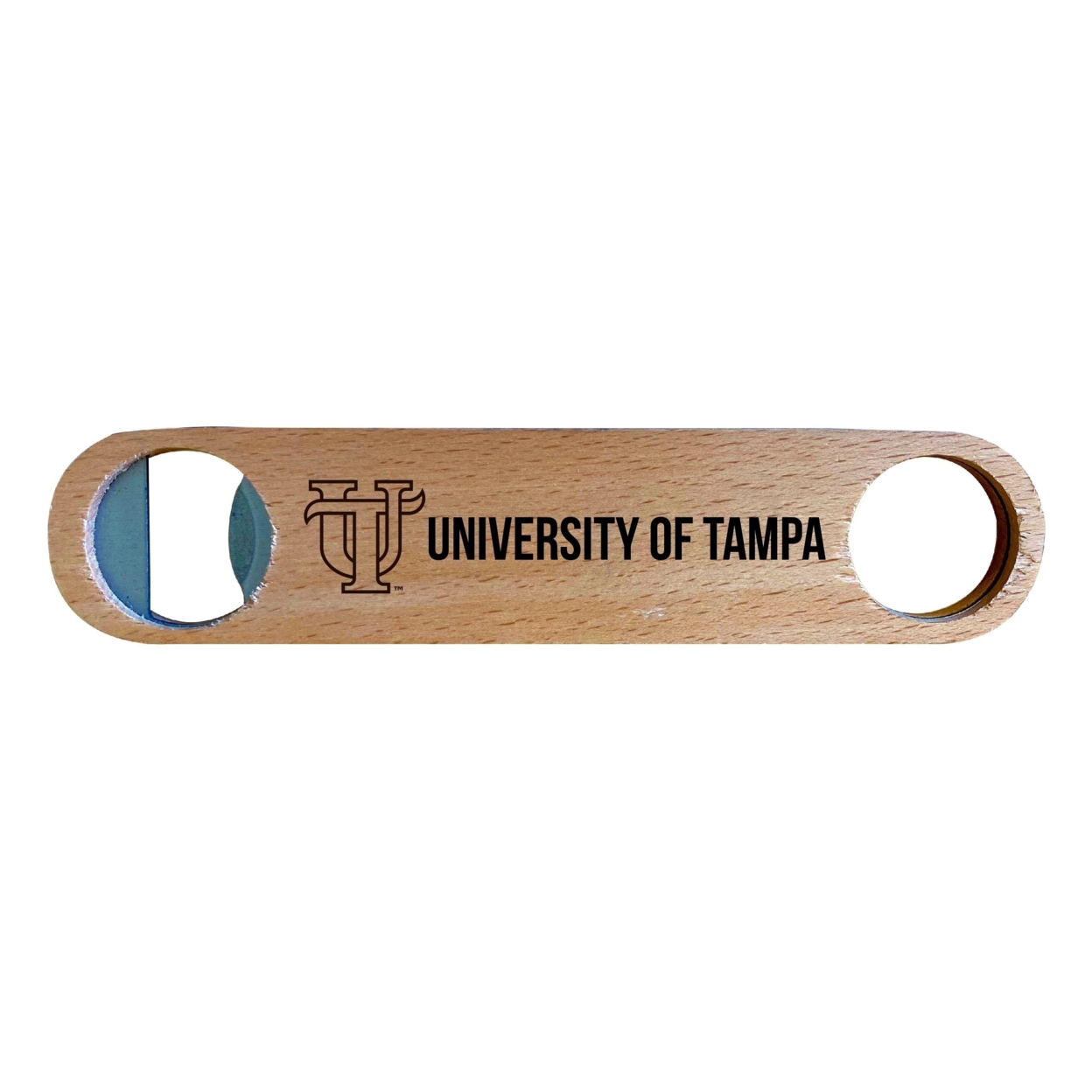 University Of Tampa Spartans Laser Etched Wooden Bottle Opener College Logo Design