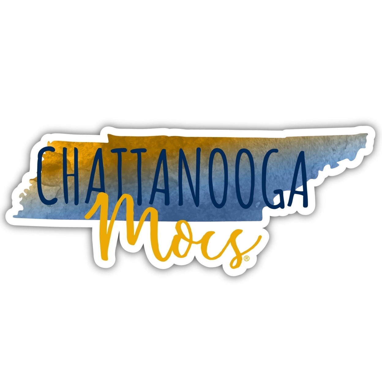 University Of Tennessee At Chattanooga Watercolor State Die Cut Decal 4-Inch