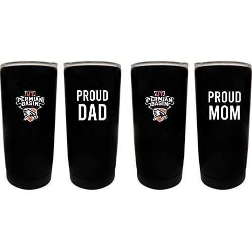 University Of Texas Of The Permian Basin Proud Mom And Dad 16 Oz Insulated Stainless Steel Tumblers 2 Pack Black.