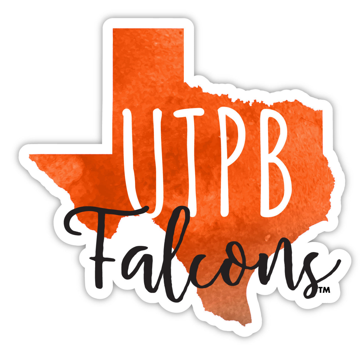 University Of Texas Of The Permian Basin Watercolor State Die Cut Decal 2-Inch