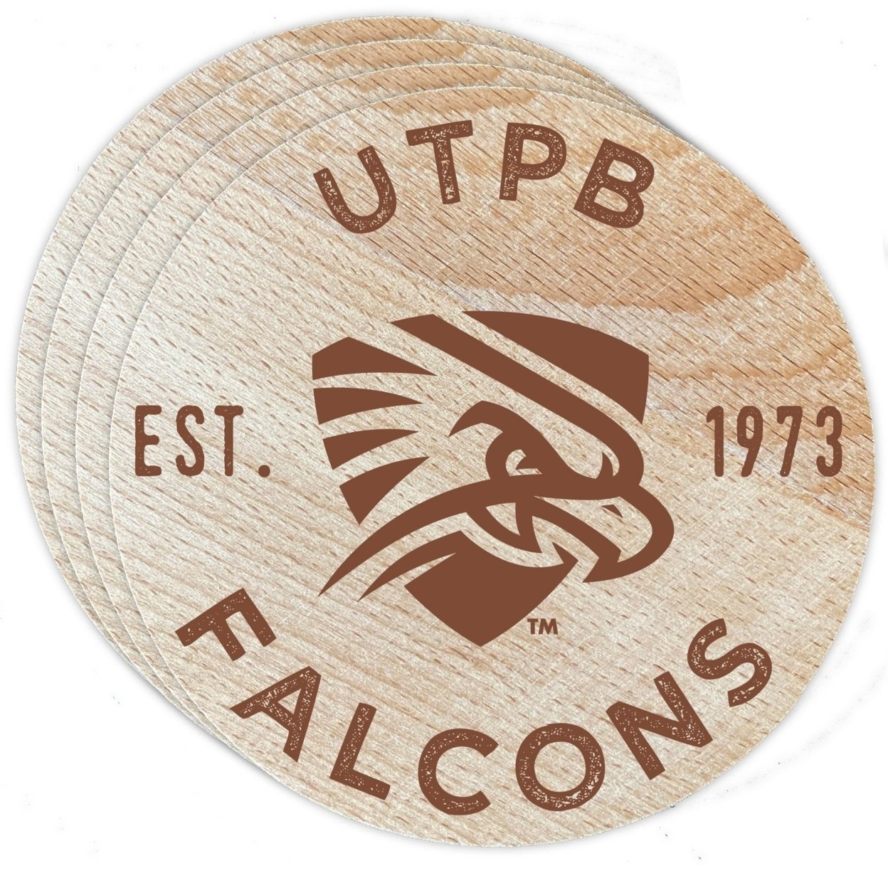 University Of Texas Of The Permian Basin Wood Coaster Engraved 4 Pack