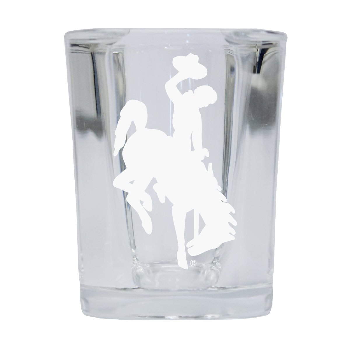 University Of Wyoming 2 Ounce Square Shot Glass Laser Etched Logo Design