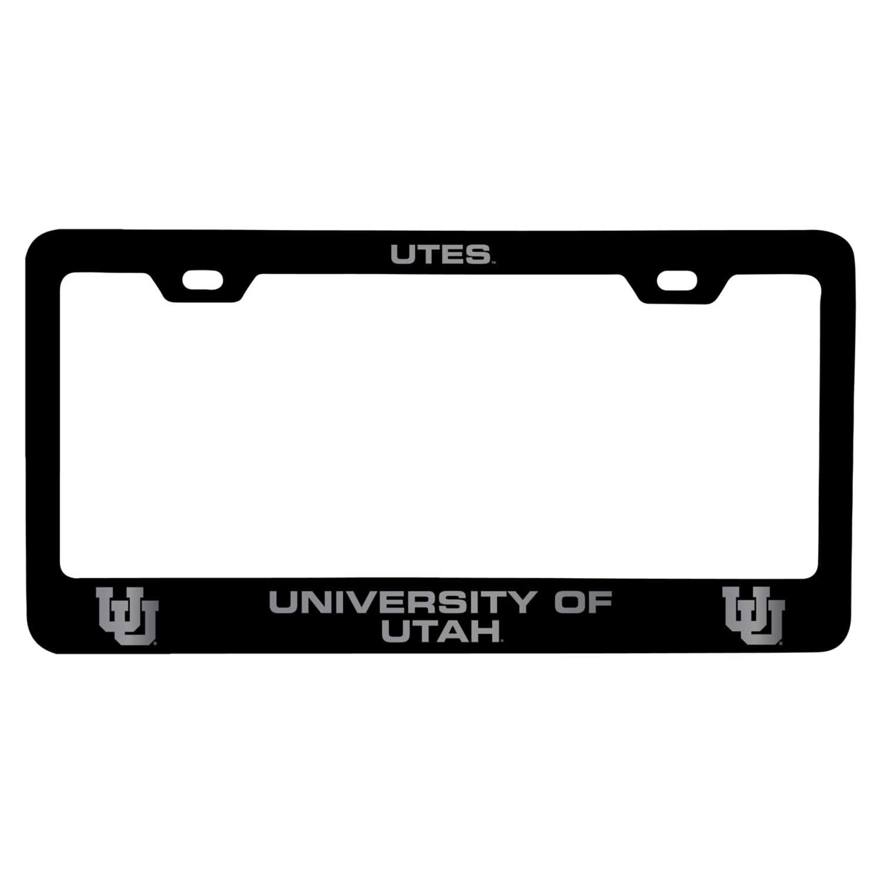 Utah Utes Laser Engraved Metal License Plate Frame - Choose Your Color - Black