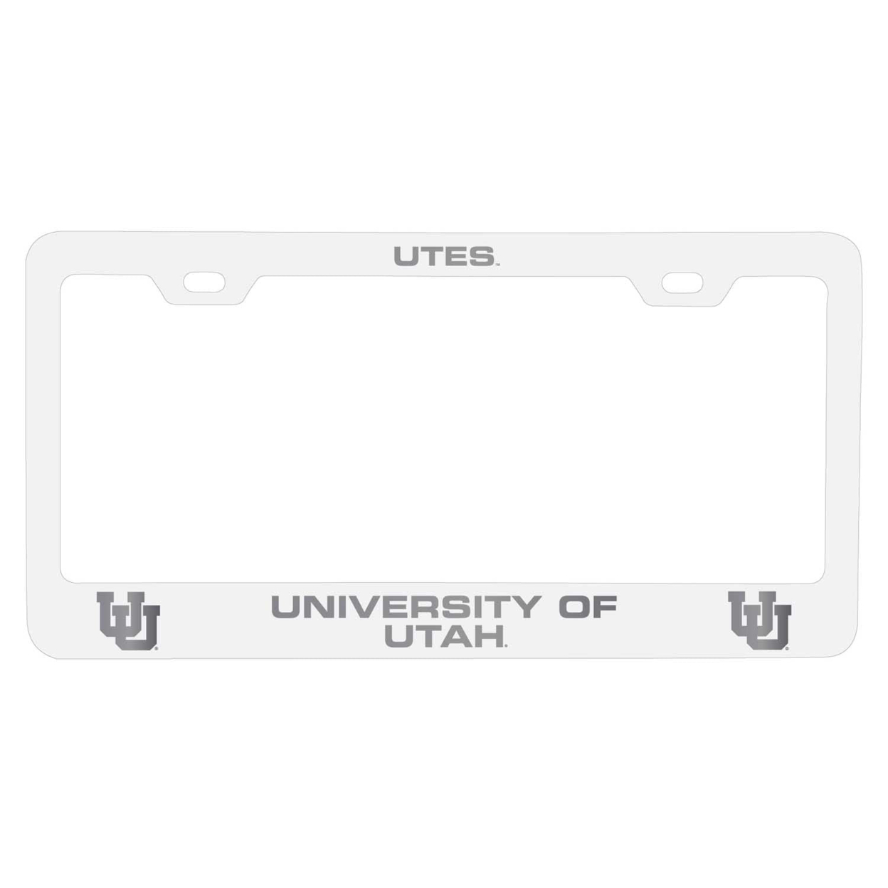 Utah Utes Laser Engraved Metal License Plate Frame - Choose Your Color - White