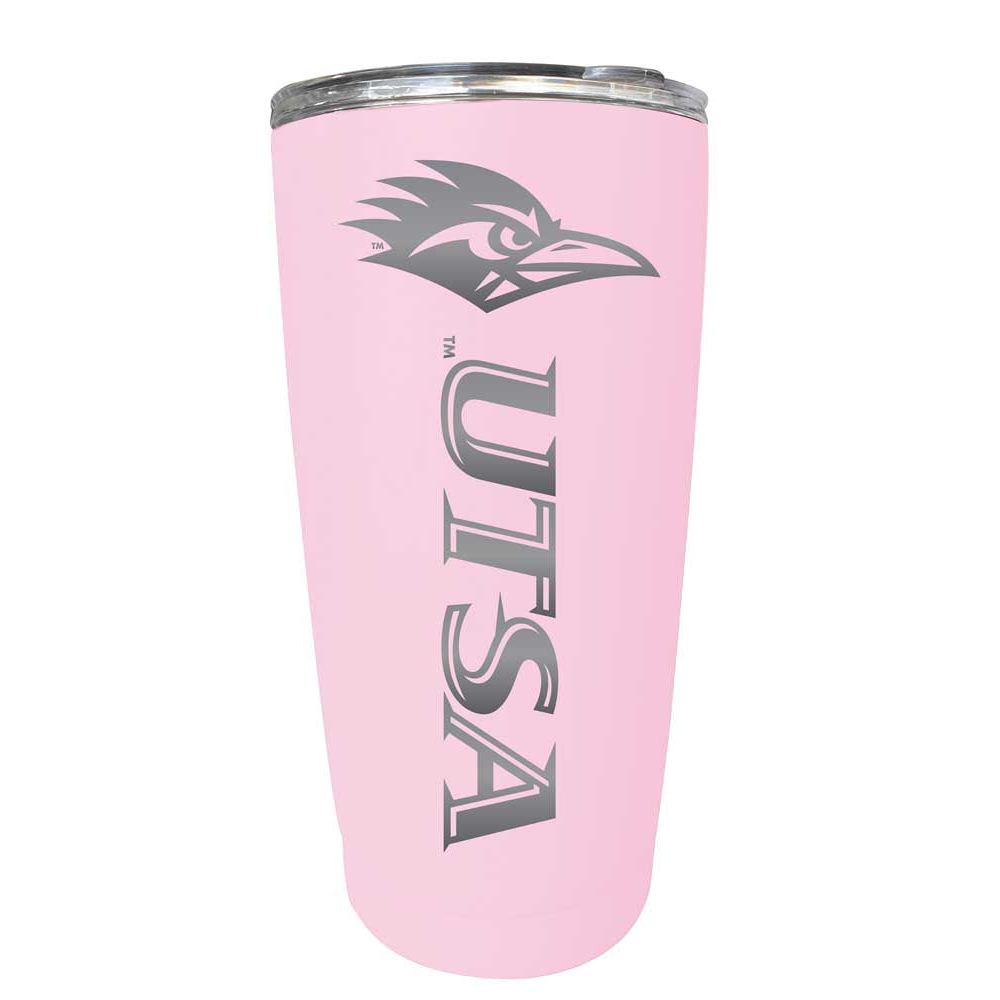 UTSA Road Runners Etched 16 Oz Stainless Steel Tumbler (Gray) - Pink