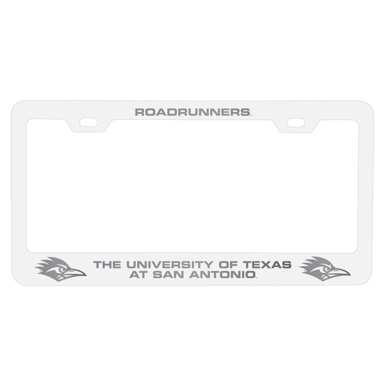 UTSA Road Runners Laser Engraved Metal License Plate Frame - Choose Your Color - White