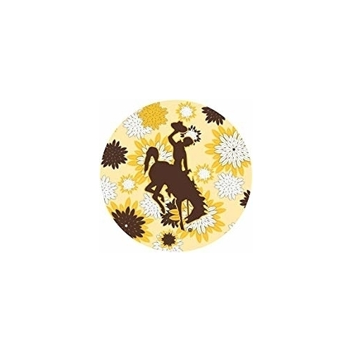 University Of Wyoming NCAA Collegiate Trendy Floral Flower Fashion Pattern 4 Inch Round Decal Sticker
