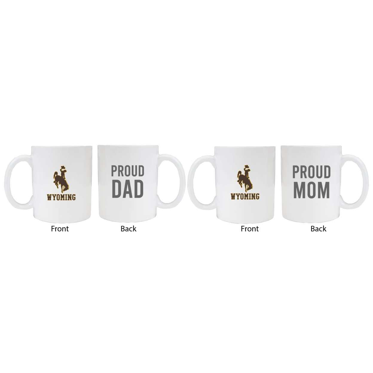 University Of Wyoming Proud Mom And Dad White Ceramic Coffee Mug 2 Pack (White).