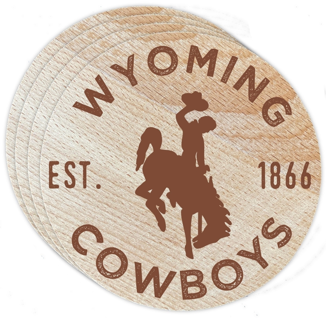 University Of Wyoming Wood Coaster Engraved 4 Pack