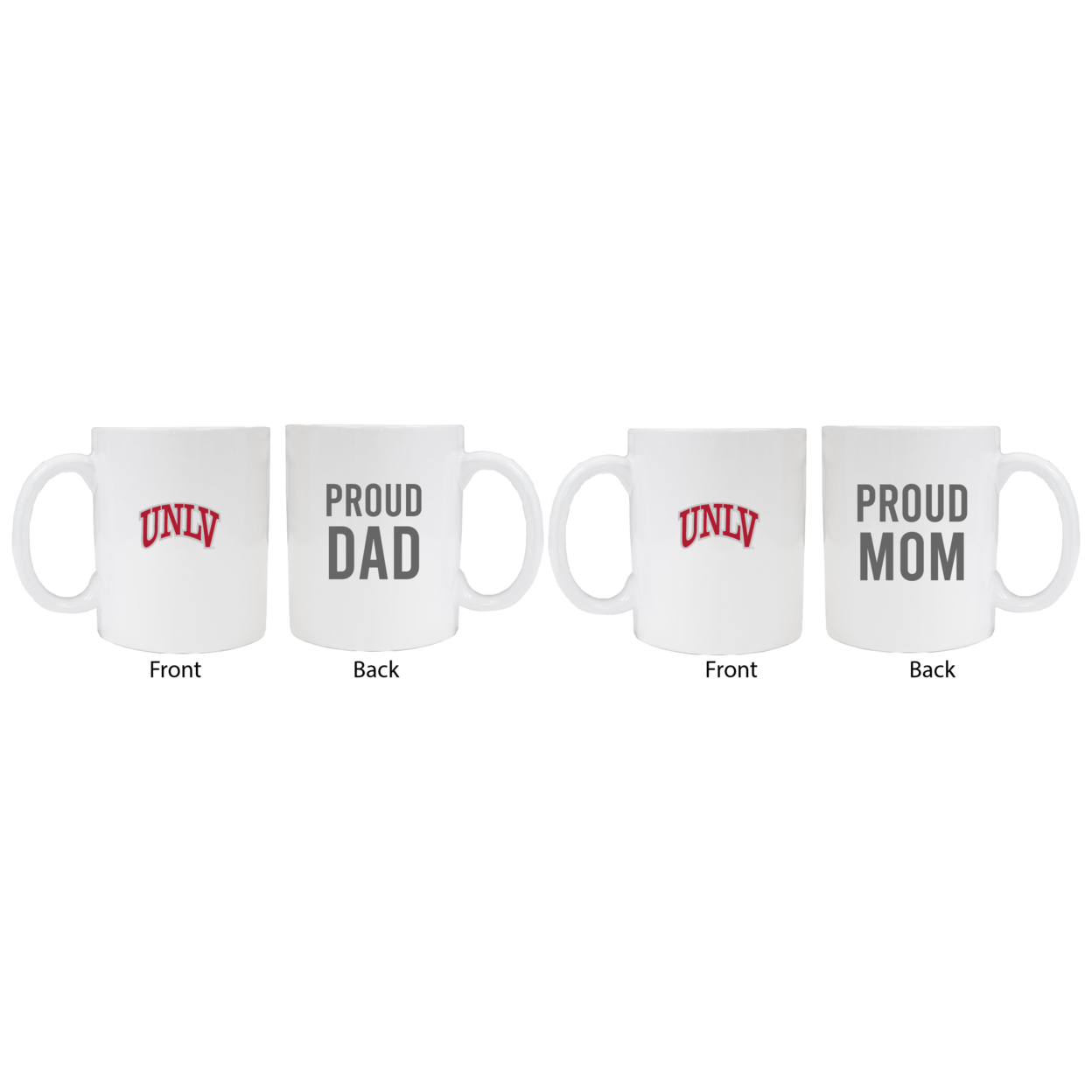UNLV Rebels Proud Mom And Dad White Ceramic Coffee Mug 2 Pack (White).