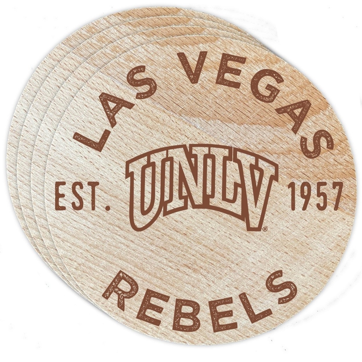 UNLV Rebels Wood Coaster Engraved 4 Pack