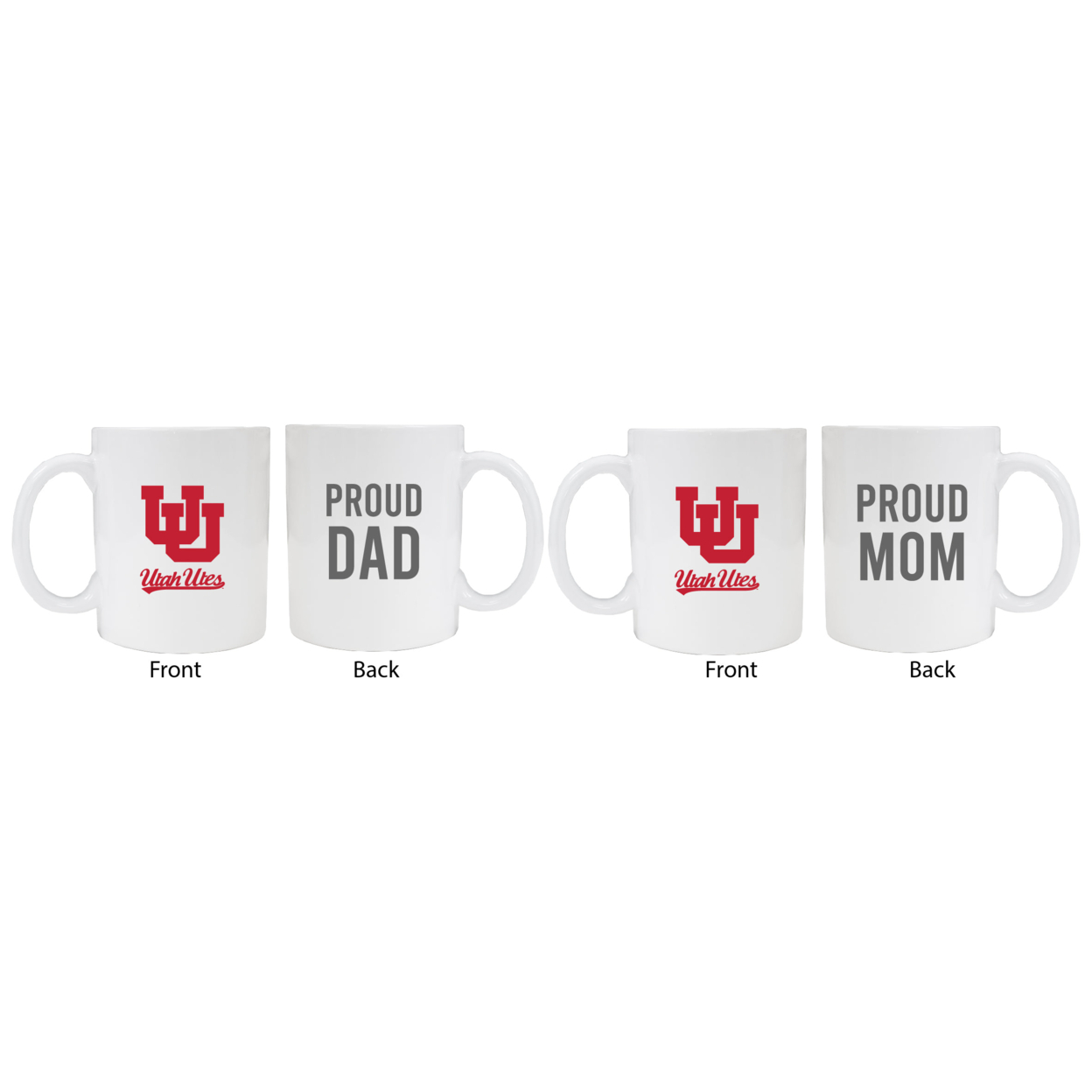 Utah Utes Proud Mom And Dad White Ceramic Coffee Mug 2 Pack (White).
