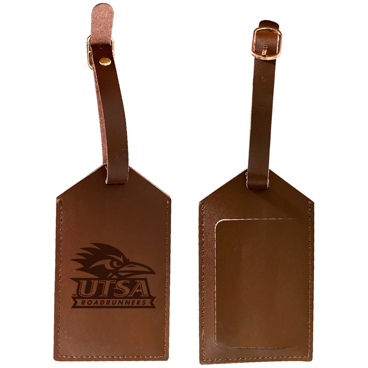 UTSA Road Runners Leather Luggage Tag Engraved