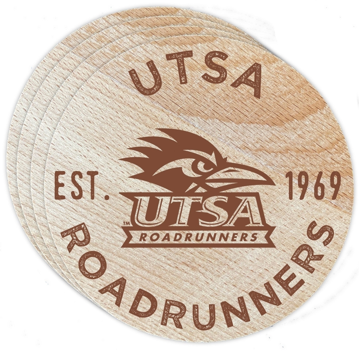 UTSA Road Runners Wood Coaster Engraved 4 Pack