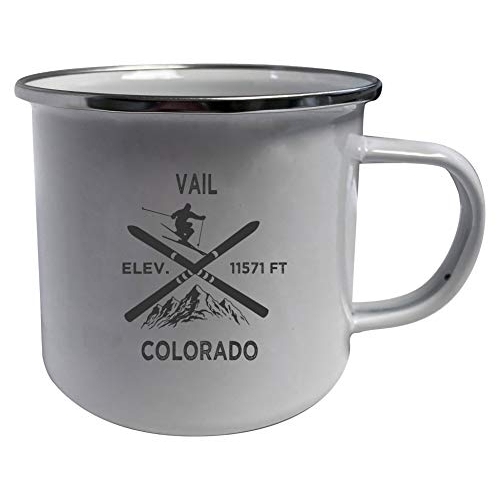Vail Colorado Ski Adventures White Tin Camper Coffee Mug 2-Pack