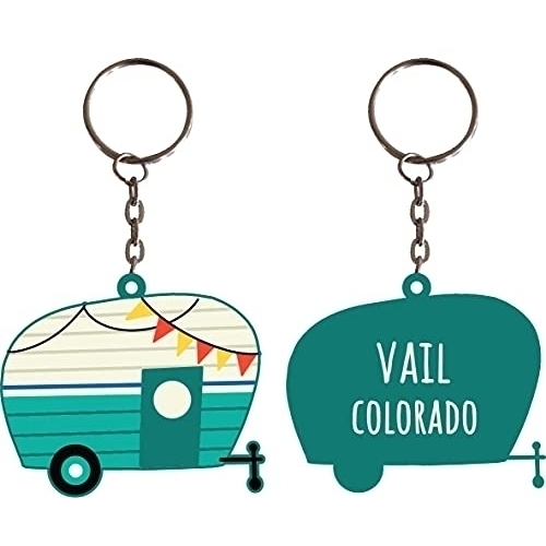 Vail Colorado Souvenir Camper Metal Keychain
