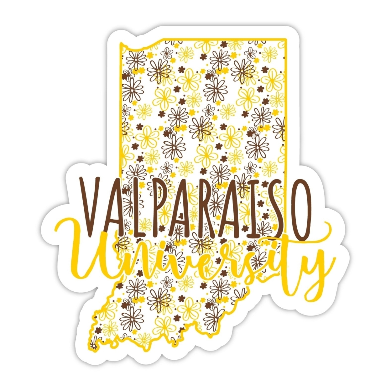 Valparaiso University Floral State Die Cut Decal 4-Inch