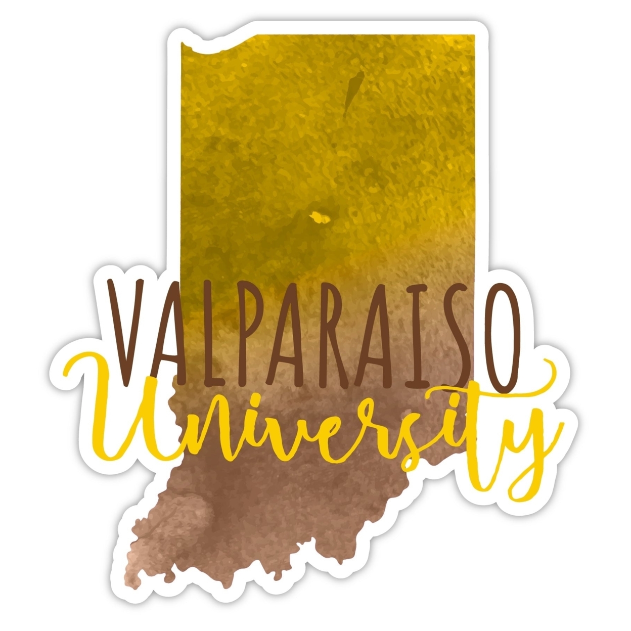 Valparaiso University Watercolor State Die Cut Decal 4-Inch