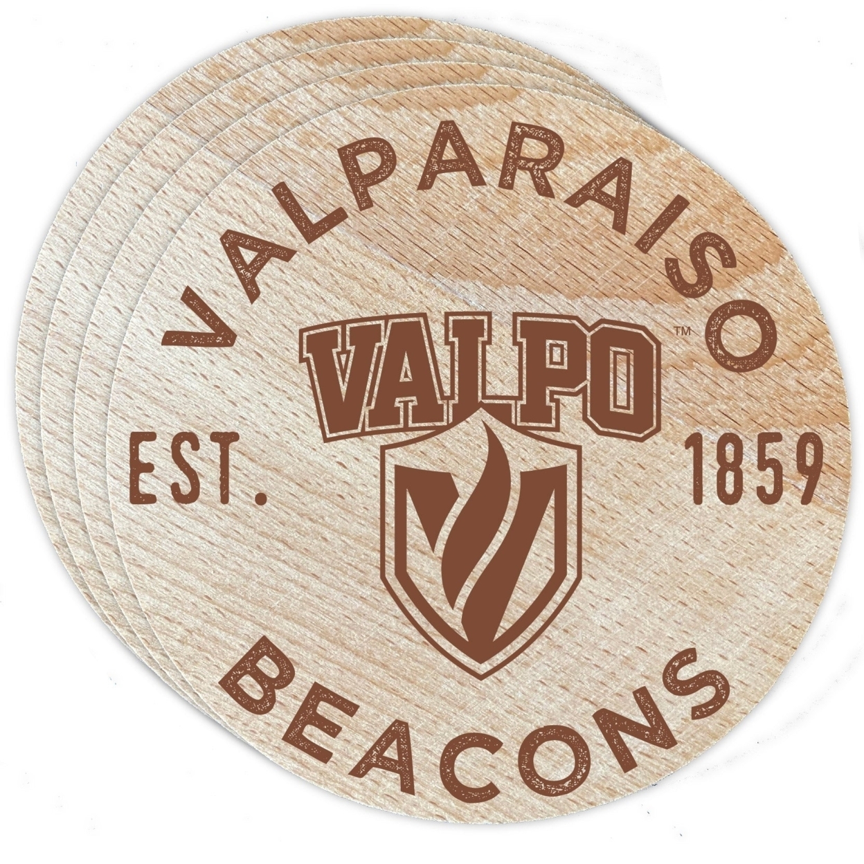Valparaiso University Wood Coaster Engraved 4 Pack