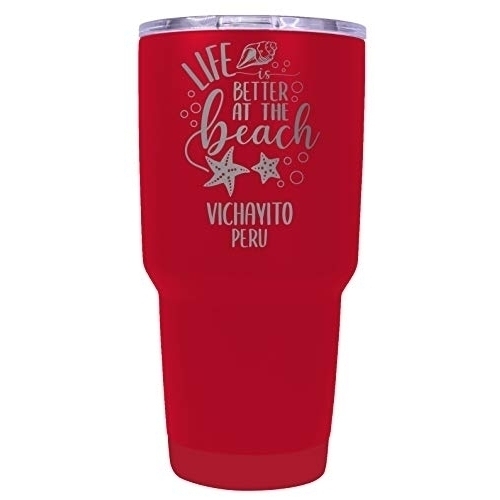 Vichayito Peru Souvenir Laser Engraved 24 Oz Insulated Stainless Steel Tumbler Red