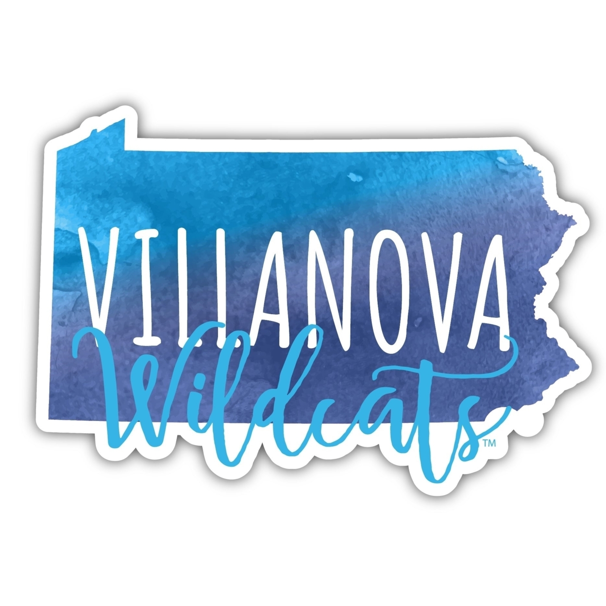 Villanova Wildcats Watercolor State Die Cut Decal 2-Inch