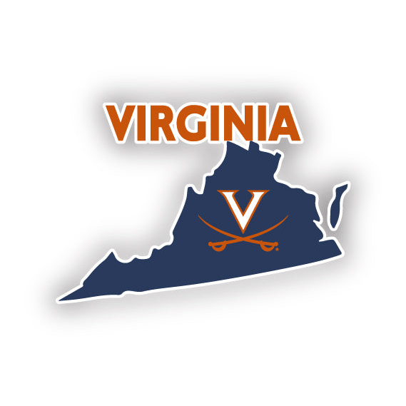 Virginia Cavaliers 4 Inch State Shape Vinyl Decal Sticker