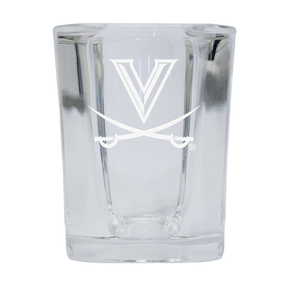 Virginia Cavaliers 2 Ounce Square Shot Glass Laser Etched Logo Design