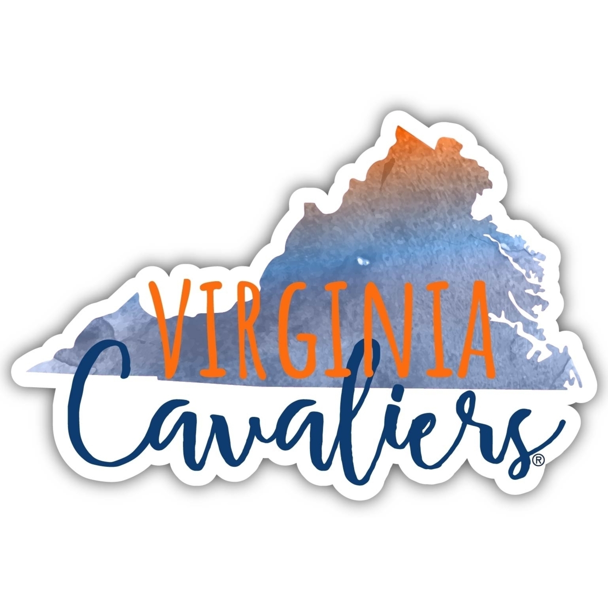Virginia Cavaliers Watercolor State Die Cut Decal 4-Inch