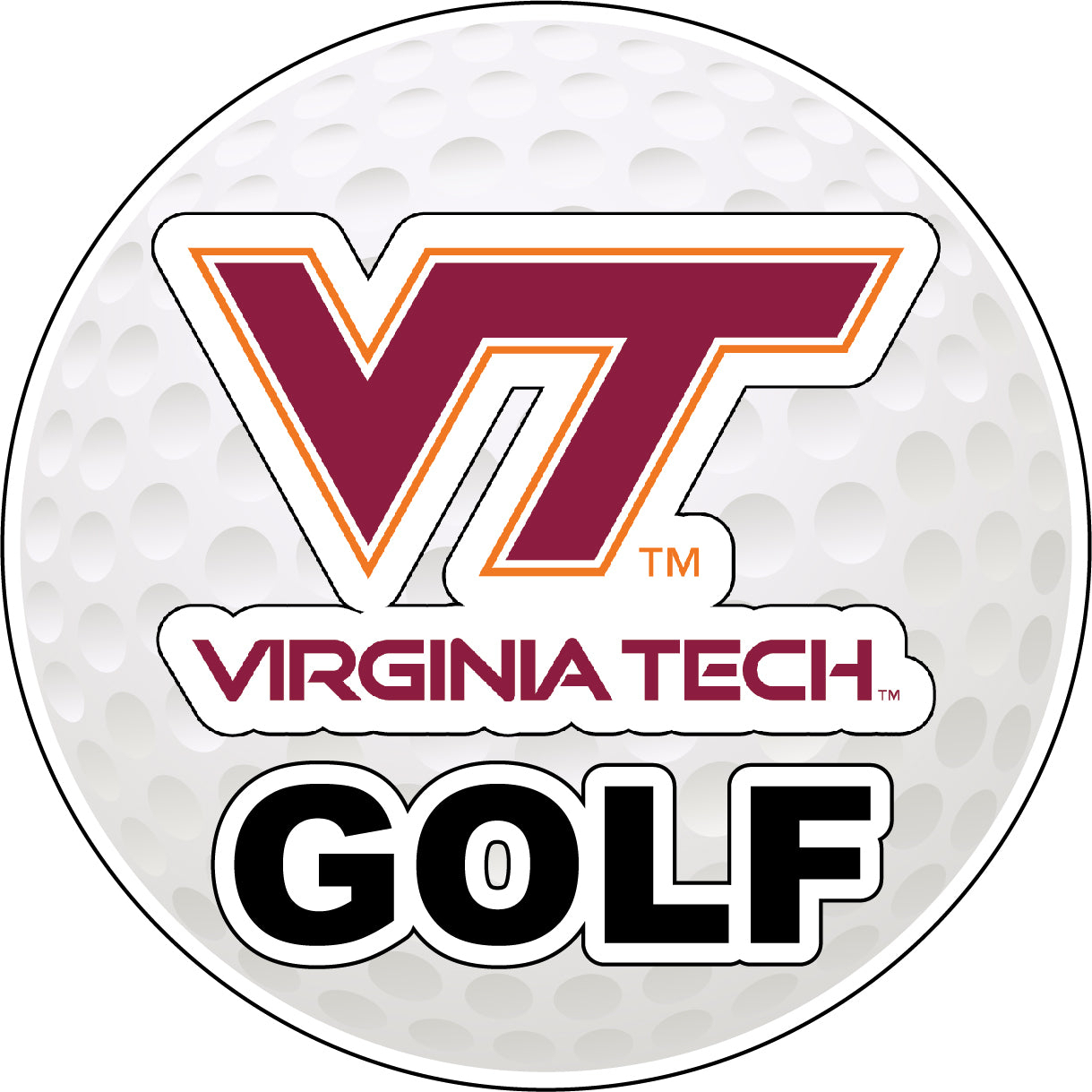 Virginia Polytechnic Institute VT Hokies 4-Inch Round Golf Ball Vinyl Decal Sticker