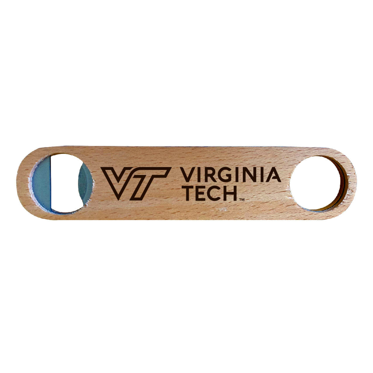 Virginia Polytechnic Institute VT Hokies Laser Etched Wooden Bottle Opener College Logo Design