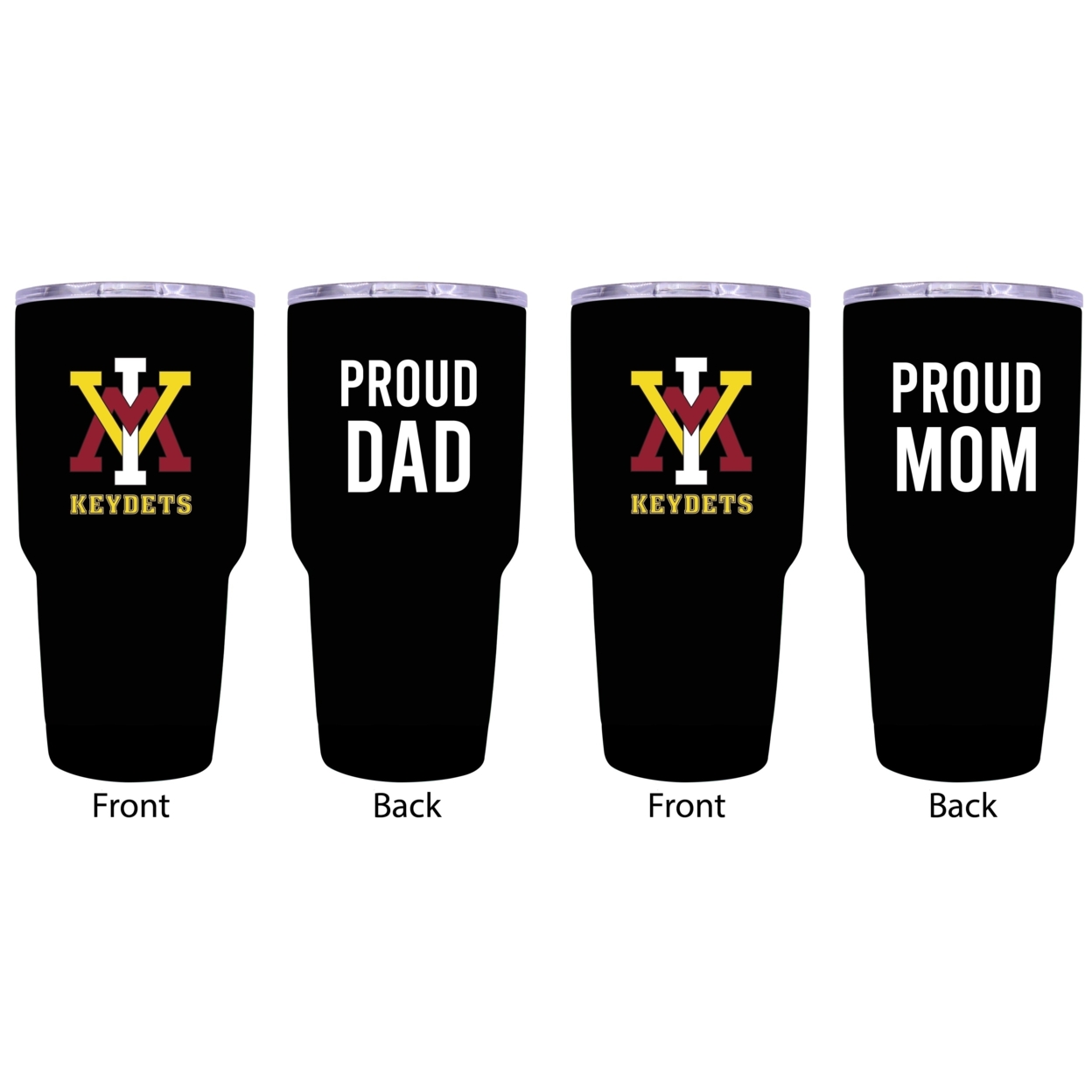 VMI Keydets Proud Mom And Dad 24 Oz Insulated Stainless Steel Tumblers 2 Pack Black.