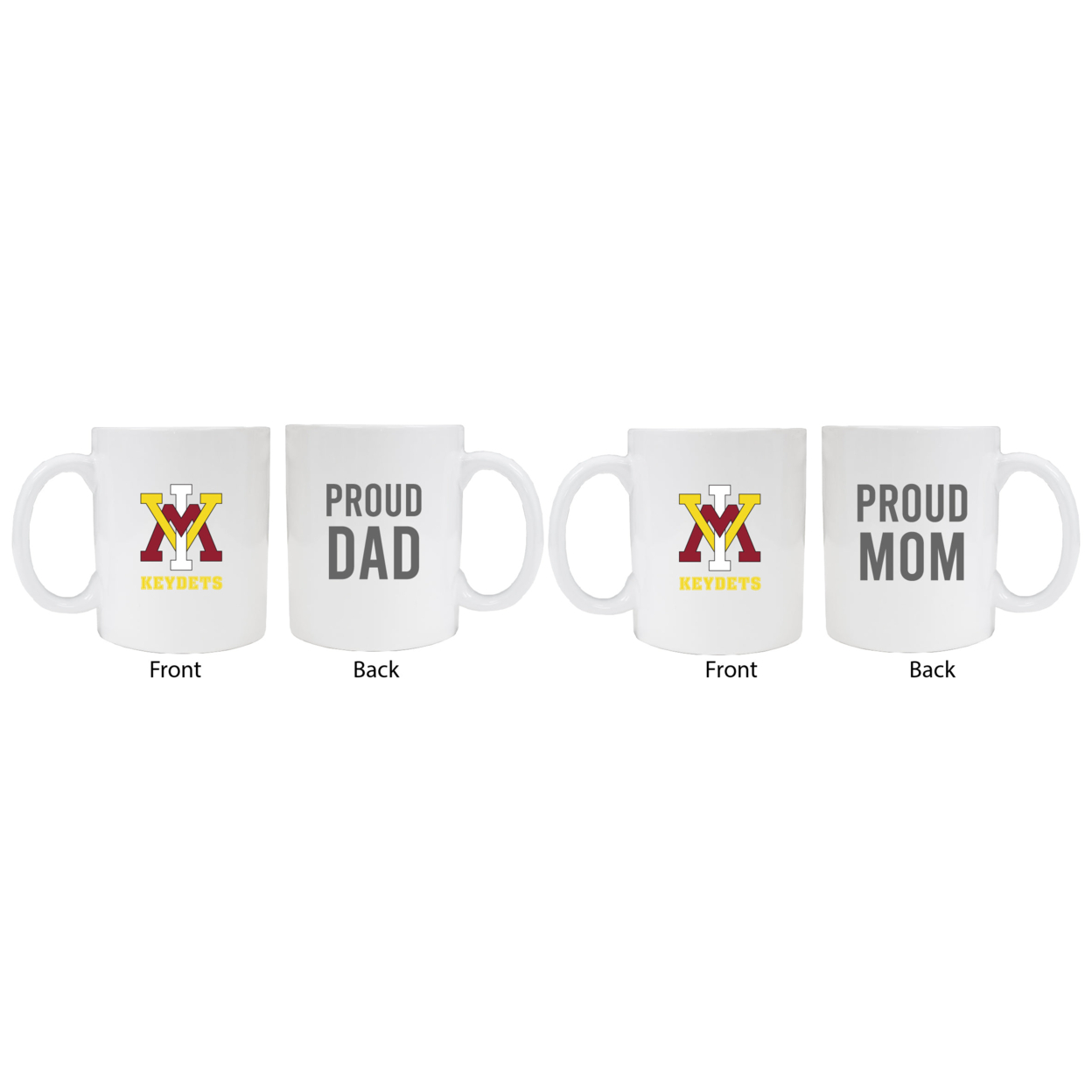 VMI Keydets Proud Mom And Dad White Ceramic Coffee Mug 2 Pack (White).