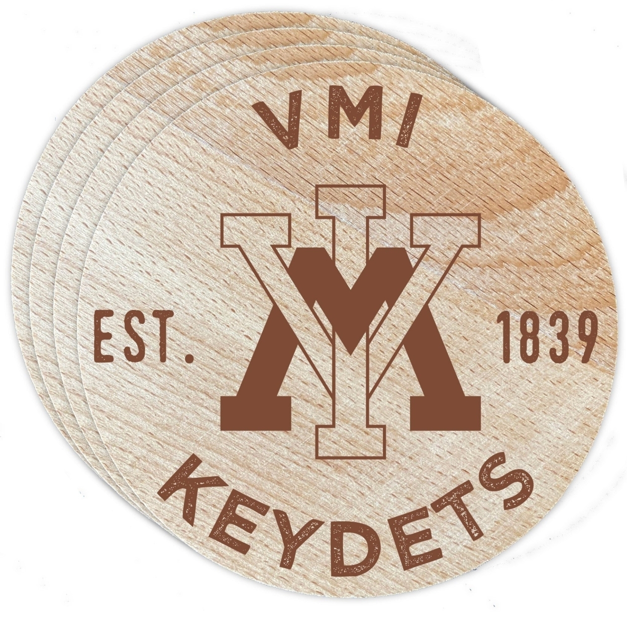 VMI Keydets Wood Coaster Engraved 4 Pack