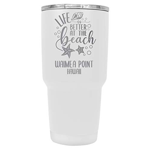 Waimea Point Hawaii Souvenir Laser Engraved 24 Oz Insulated Stainless Steel Tumbler White