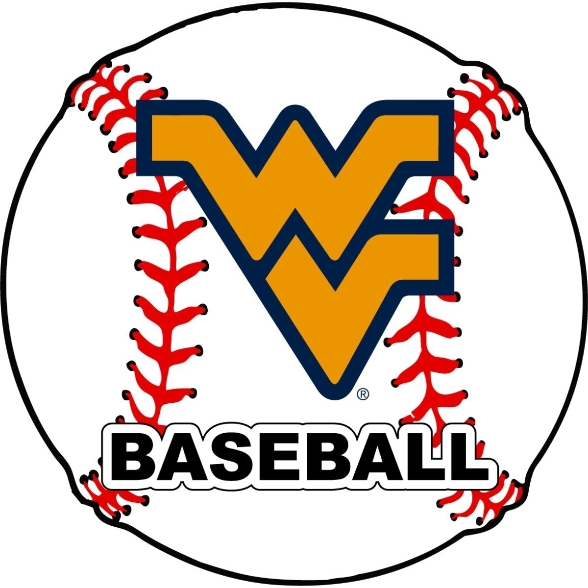 West Virginia Mountaineers 4-Inch Round Baseball Vinyl Decal Sticker