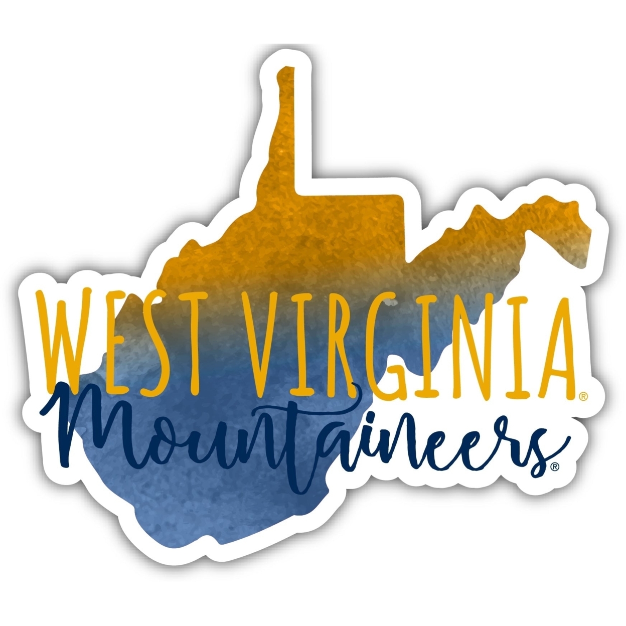 West Virginia Mountaineers Watercolor State Die Cut Decal 2-Inch