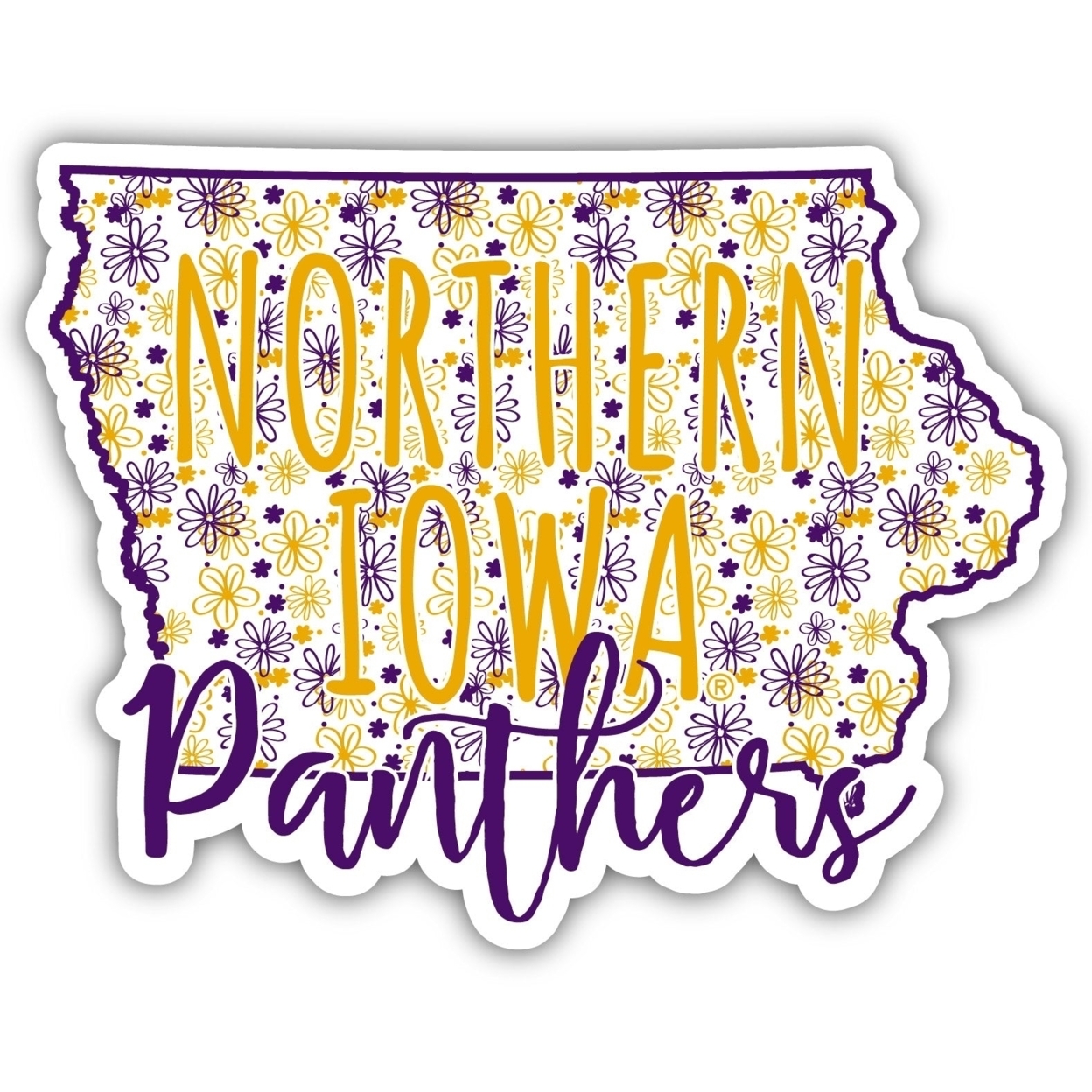 Northern Iowa Panthers Floral State Die Cut Decal 2-Inch
