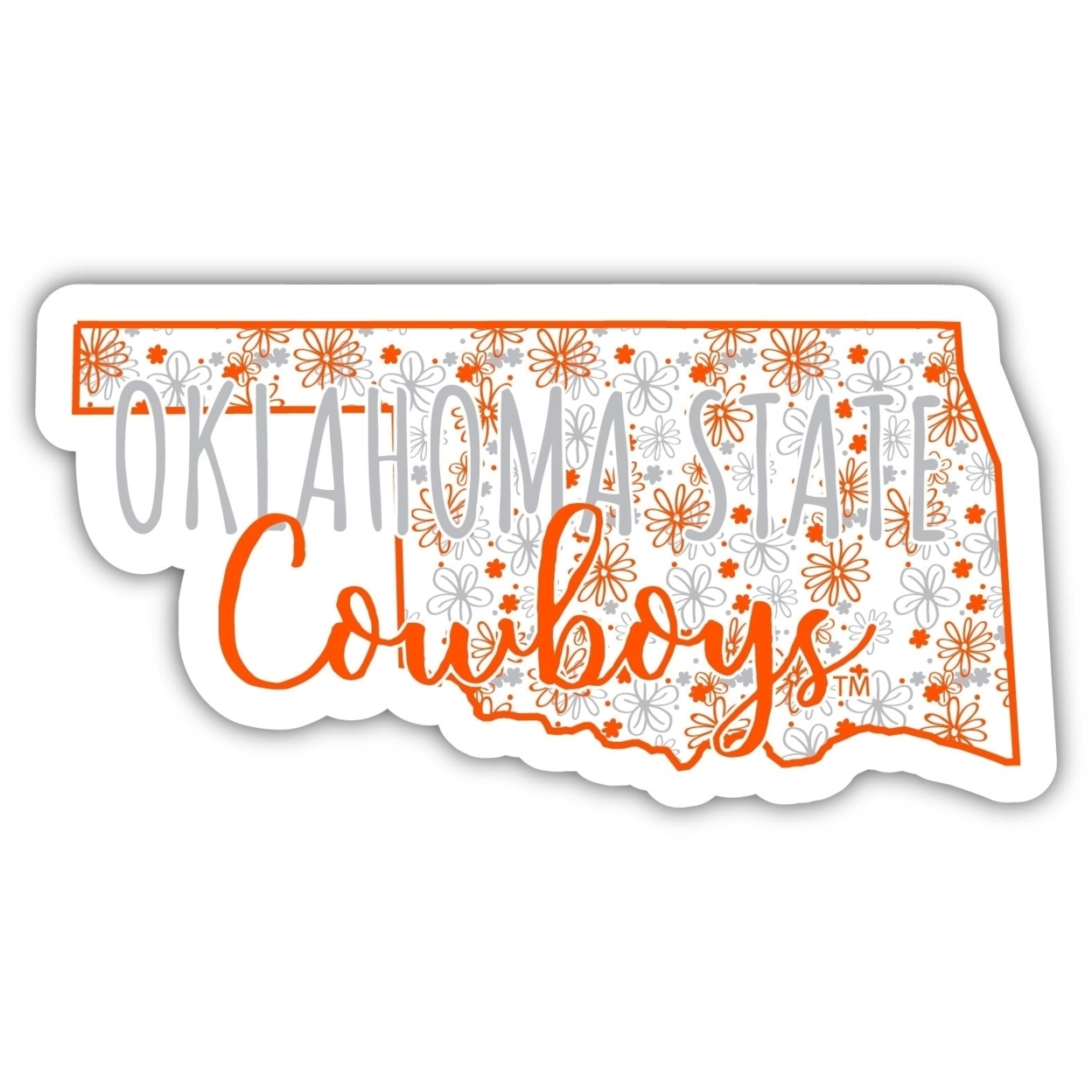 Oklahoma State Cowboys Floral State Die Cut Decal 2-Inch