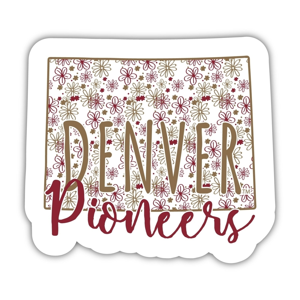 University Of Denver Pioneers Floral State Die Cut Decal 2-Inch