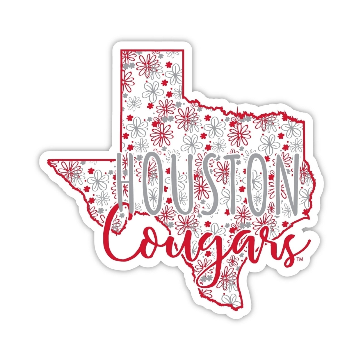 University Of Houston Floral State Die Cut Decal 2-Inch