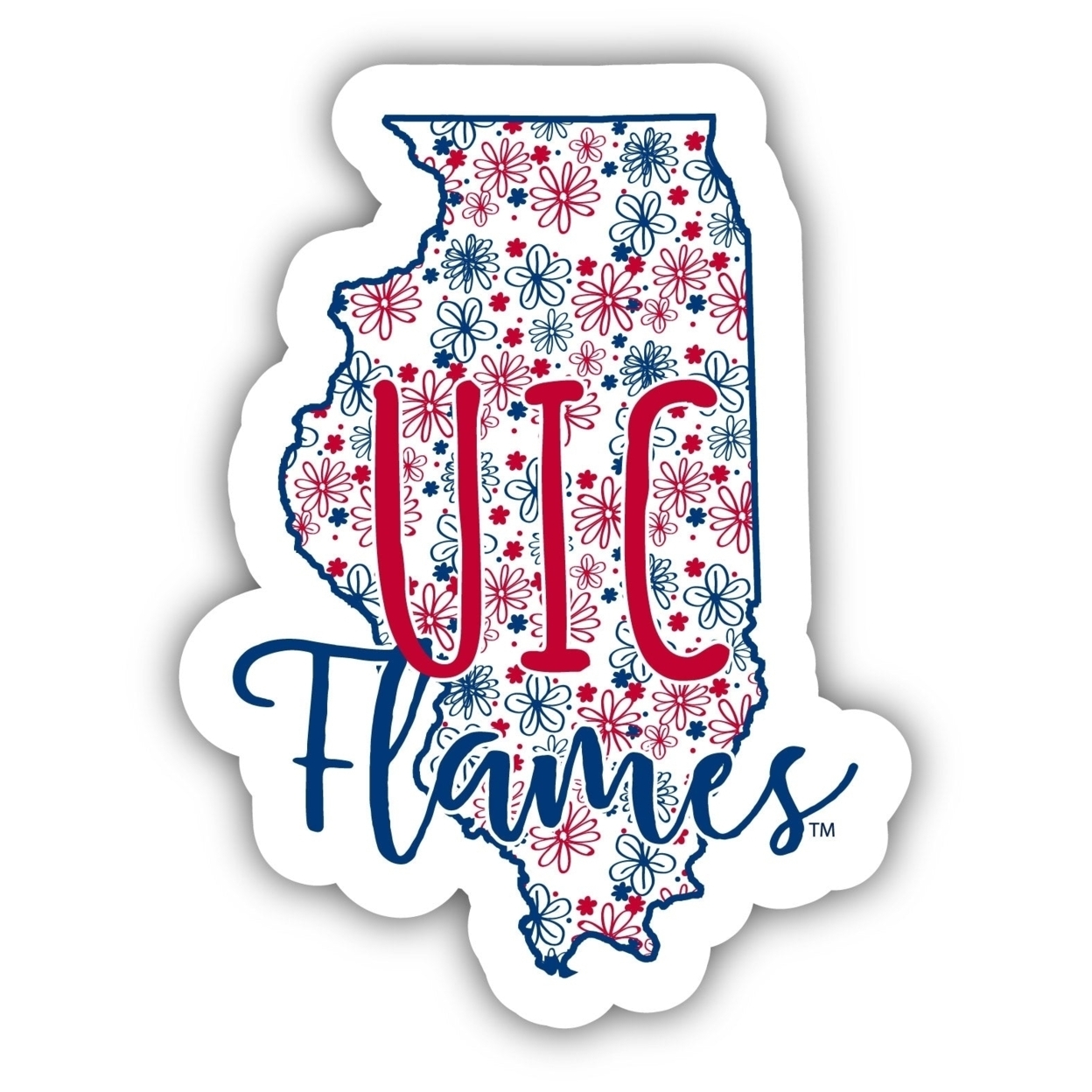 University Of Illinois At Chicago Floral State Die Cut Decal 2-Inch