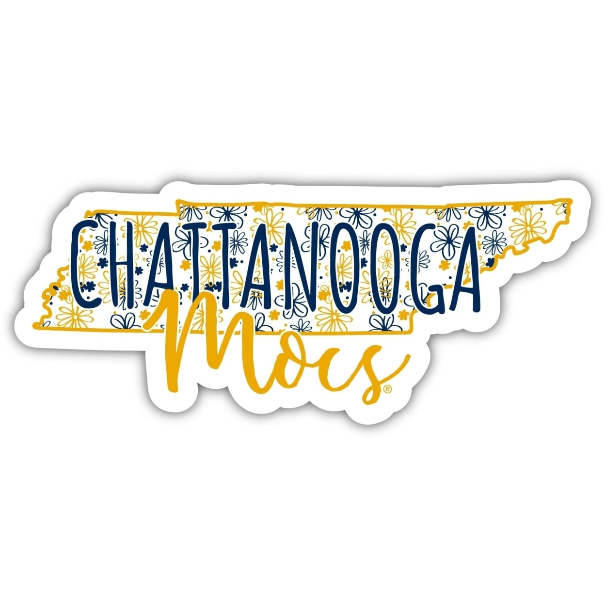 University Of Tennessee At Chattanooga Floral State Die Cut Decal 2-Inch