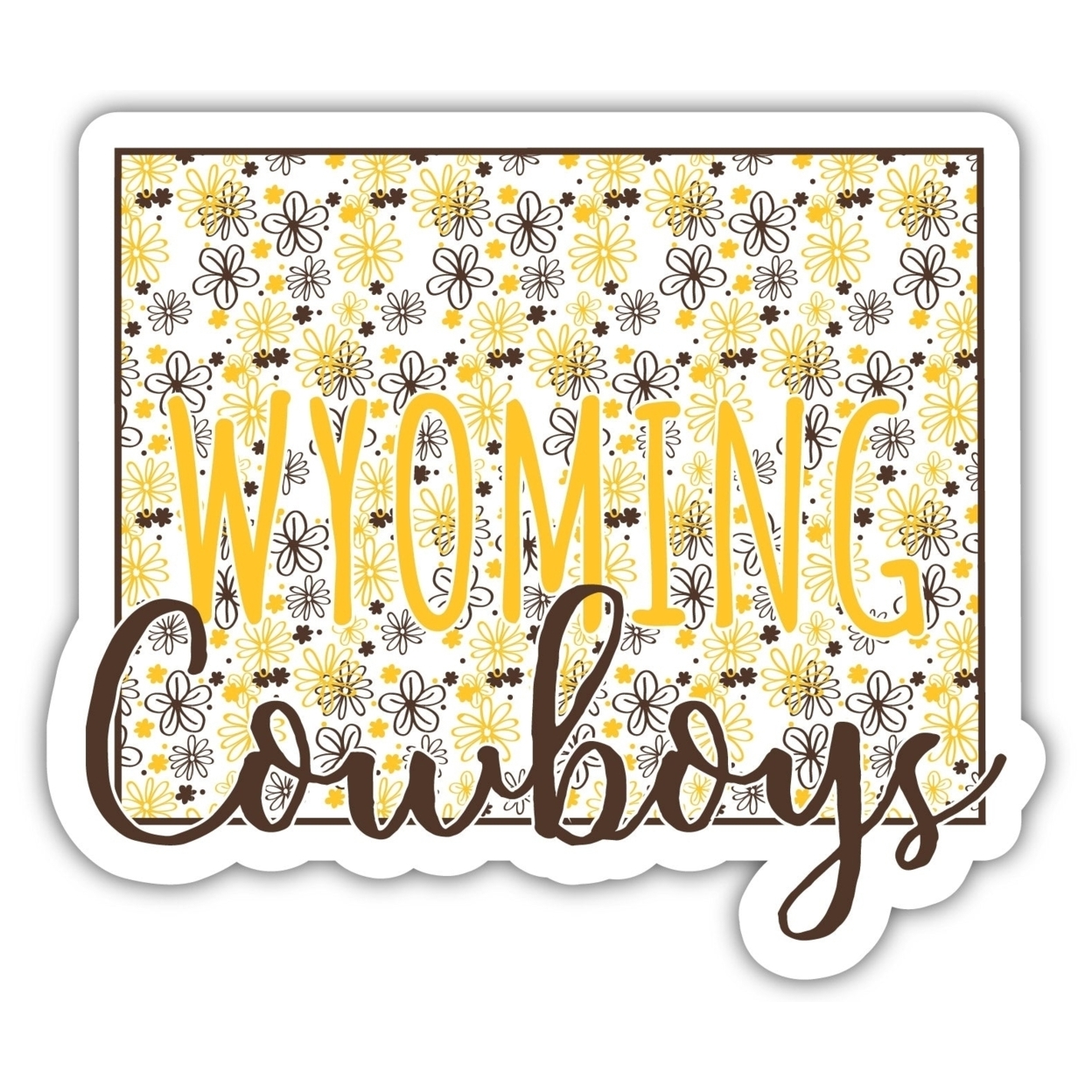 University Of Wyoming Floral State Die Cut Decal 2-Inch