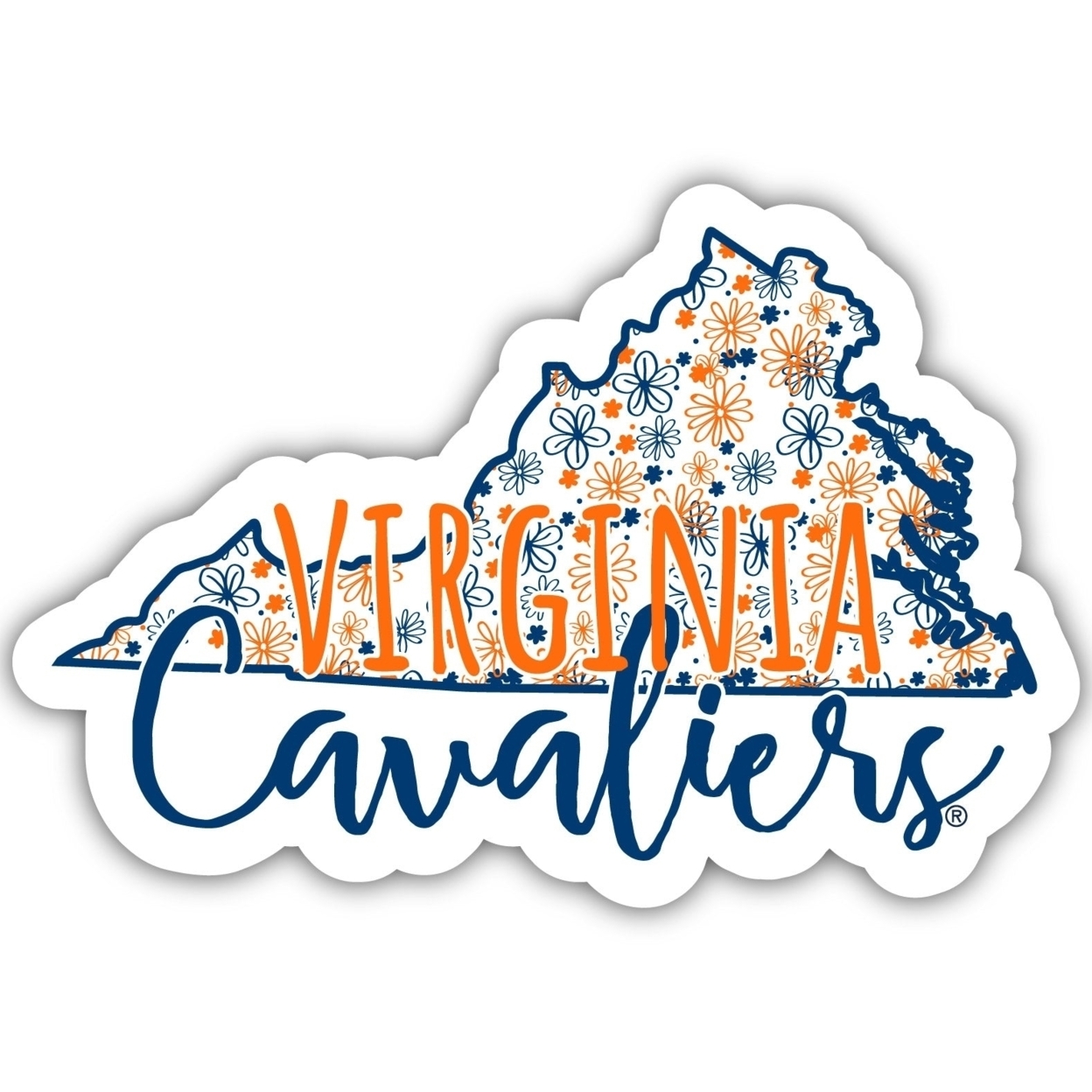 Virginia Cavaliers Floral State Die Cut Decal 2-Inch