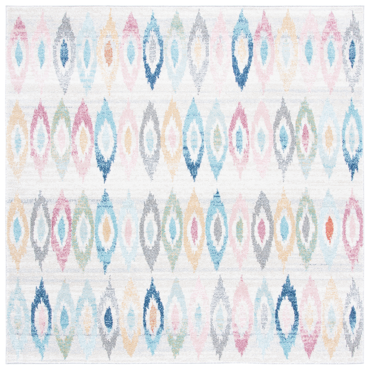 SAFAVIEH Phoenix Collection PHX207A Ivory / Blue Rug - 6' 7 Square