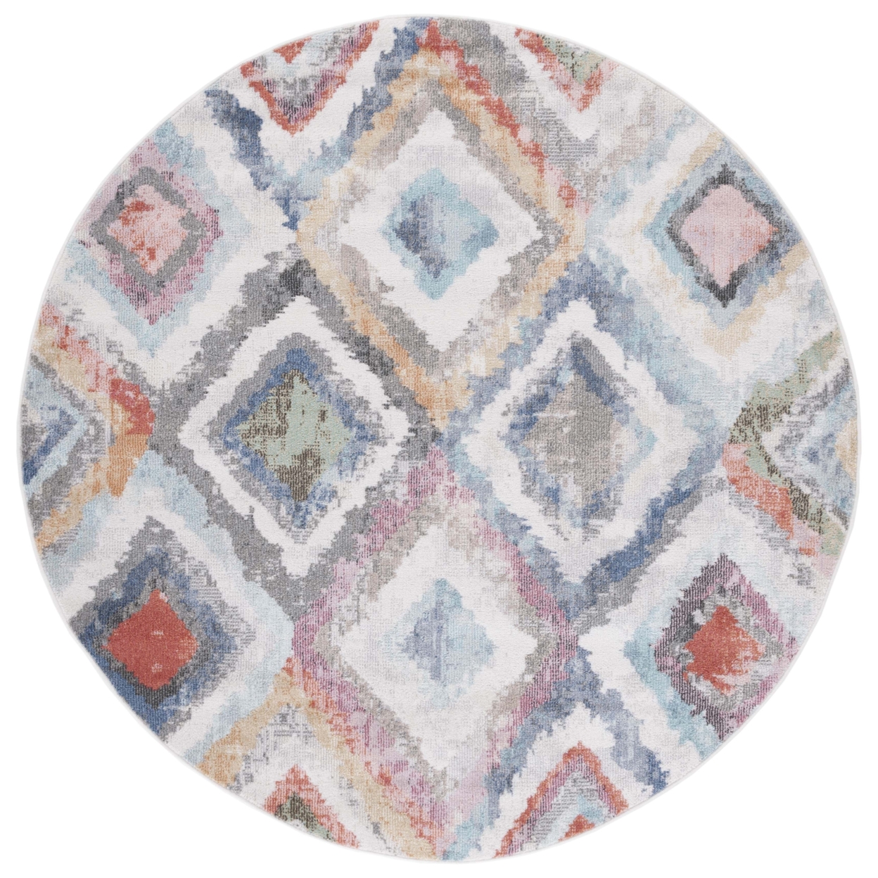 SAFAVIEH Phoenix Collection PHX561D Blue / Red Rug - 6' 7 Square