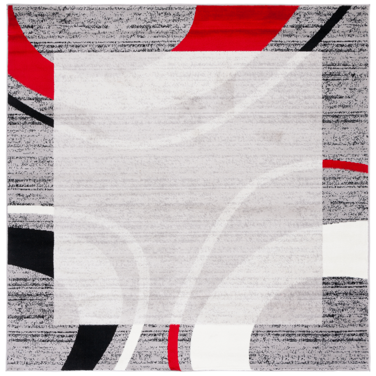 SAFAVIEH Skyler Collection SKY761F Grey / Red Rug - 6-7 X 6-7 Square